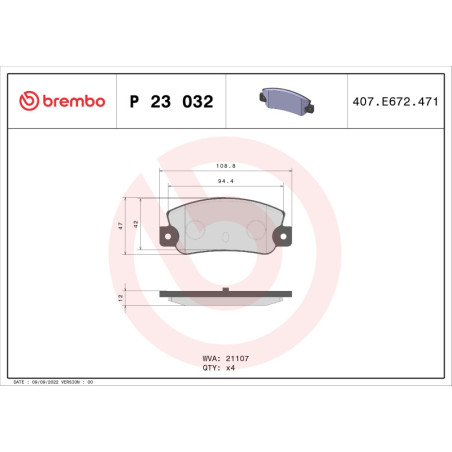 BREMBO P 23 032 Bremsbeläge Hinten für Thema Croma Dedra Delta