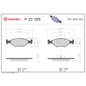 BREMBO P 23 055 Pastillas de freno delantero para Fiat Fiorino