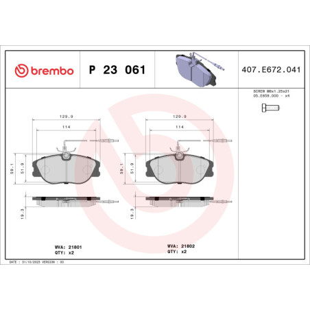 BREMBO P 23 061 Brzdové destičky přední pro Expert JUMPY Scudo 806 Evasion Ulysse Zeta