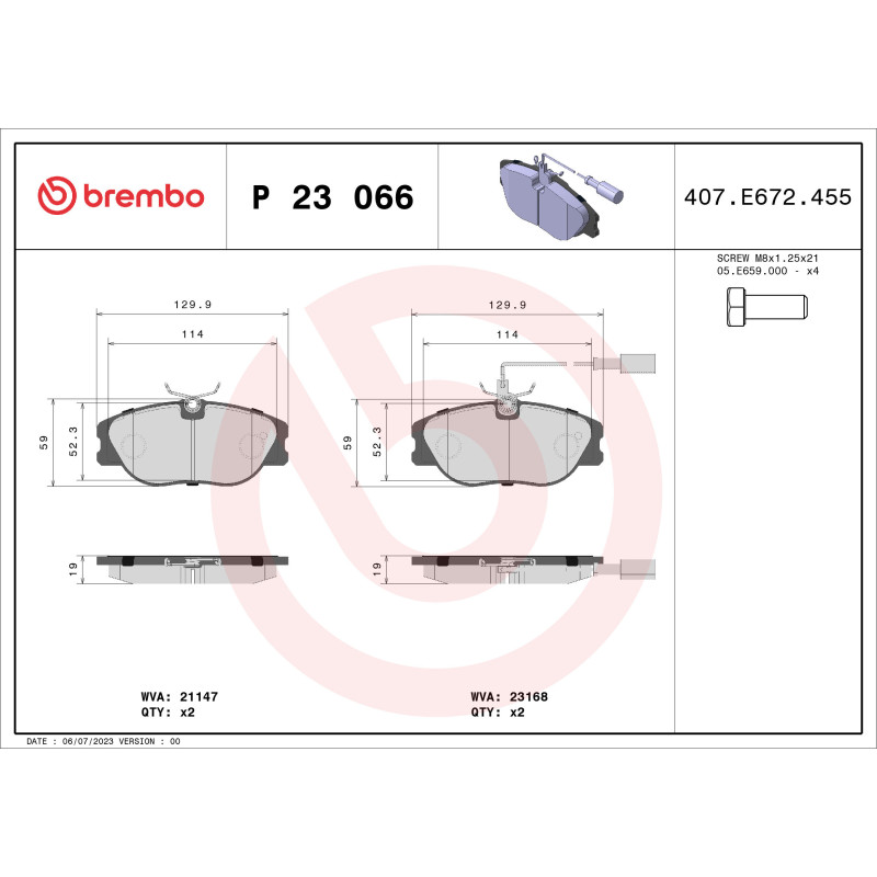 BREMBO P 23 066 Plaquettes de frein avant pour Thema Kappa Delta Coupe Dedra GTV Spider Tipo