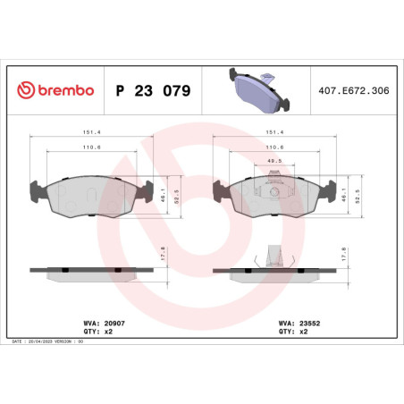 BREMBO P 23 079 Brake Pads Set Front for Palio Strada 700 Punto Siena