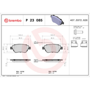BREMBO P 23 085 Plaquettes de frein avant pour Doblo Punto Stilo Bravo Idea Musa 500 Linea Fiorino