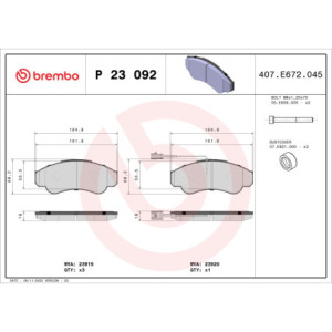 BREMBO P 23 092 Plaquettes de frein avant pour Ducato Boxer JUMPER