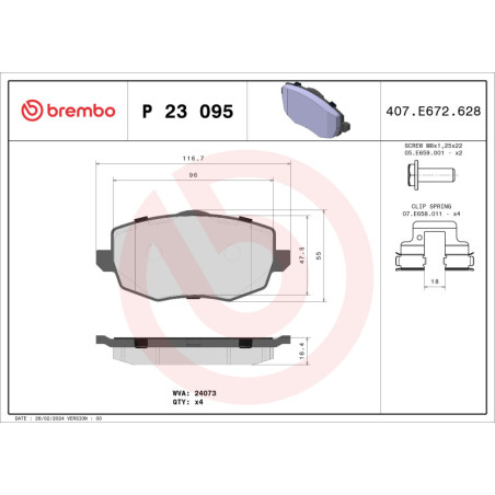 BREMBO P 23 095 Brzdové destičky přední pro Lancia Ypsilon