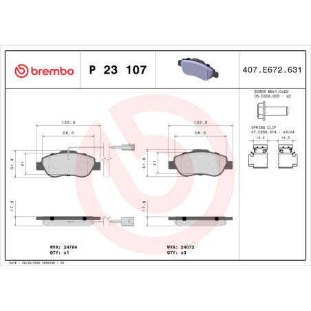 BREMBO P 23 107 Klocki hamulcowe przód dla 500 Panda Ka