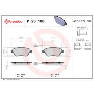 BREMBO P 23 108 Pastiglie freno anteriore per Punto 500 MiTo Doblo 500C