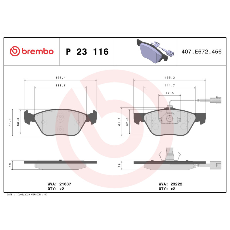 BREMBO P 23 116 Brzdové destičky přední pro Alfa 166