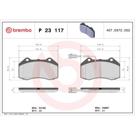 BREMBO P 23 117 Brake Pads Set Front for Alfa MiTo