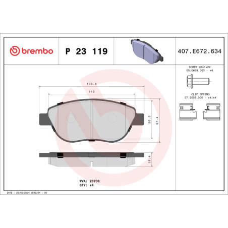 BREMBO P 23 119 Klocki hamulcowe przód dla 307 207 Doblo C4 Xsara Picasso Berlingo Idea C3 1007 Musa