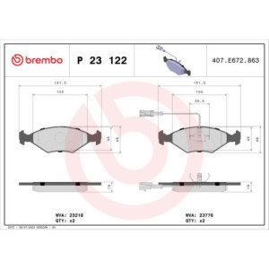 BREMBO P 23 122 Pastillas de freno delantero para Fiat Siena Palio