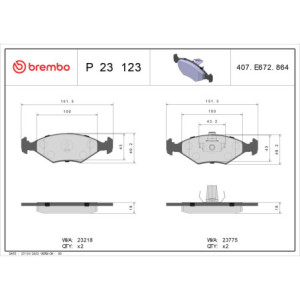 BREMBO P 23 123 Pastiglie freno anteriore per Fiat Palio Siena