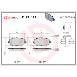 BREMBO P 23 127 Pastillas de freno delantero para Lancia Ypsilon