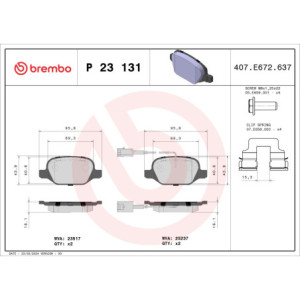 BREMBO P 23 131 Brzdové platničky zadné pre Alfa MiTo