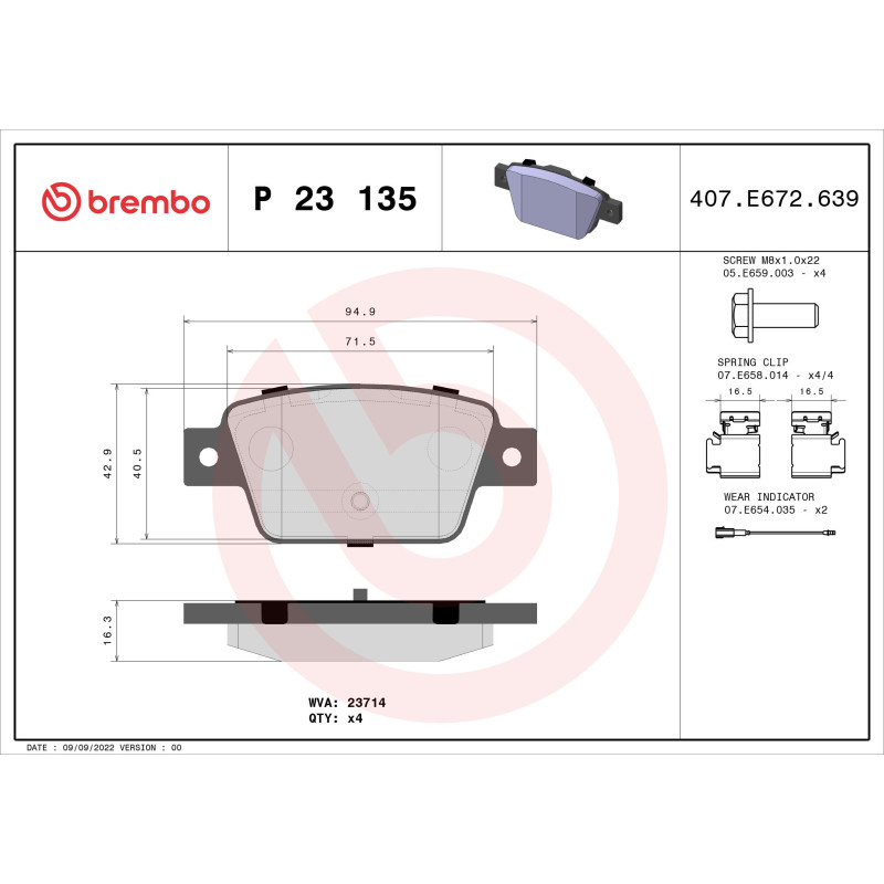 BREMBO P 23 135 Brzdové platničky zadné pre Bravo Delta