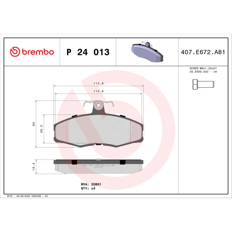 BREMBO P 24 013 Plaquettes de frein avant pour Sierra Favorit
