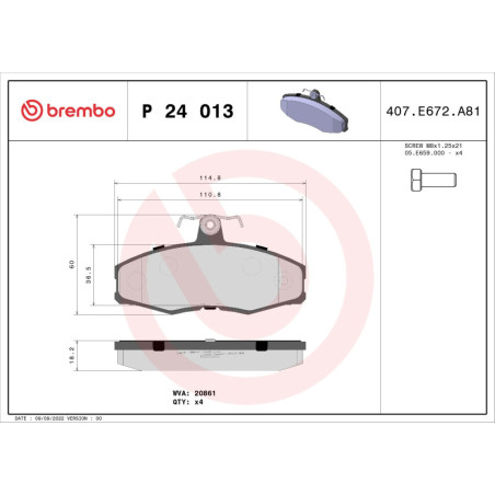 BREMBO P 24 013 Brzdové platničky predné pre Sierra Favorit