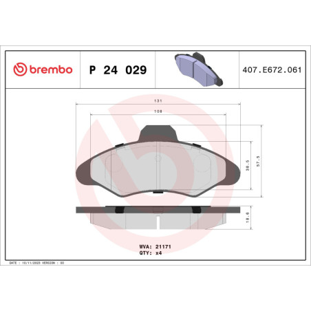 BREMBO P 24 029 Brzdové platničky predné pre Ford Escort Orion