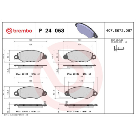 BREMBO P 24 053 Plaquettes de frein avant pour Ford Transit