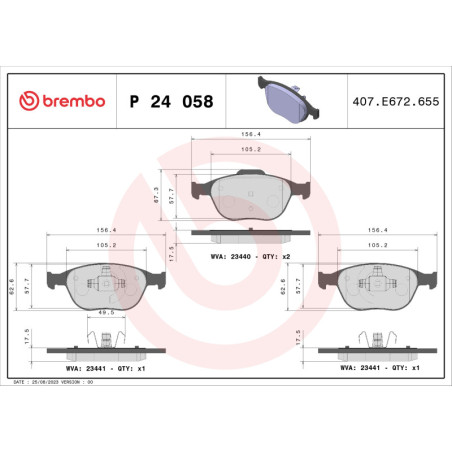 BREMBO P 24 058 Brzdové platničky predné pre Transit Focus Fiesta
