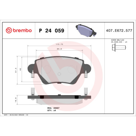 BREMBO P 24 059 Brzdové platničky zadné pre Mondeo X-Type