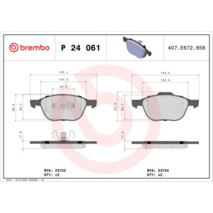 BREMBO P 24 061 Pastiglie freno anteriore per Focus 3 C-Max V40 V50 Ecosport S40 C30 5 Kuga C70