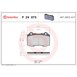 BREMBO P 24 073 Pastiglie freno anteriore per DS3 Focus Pantera
