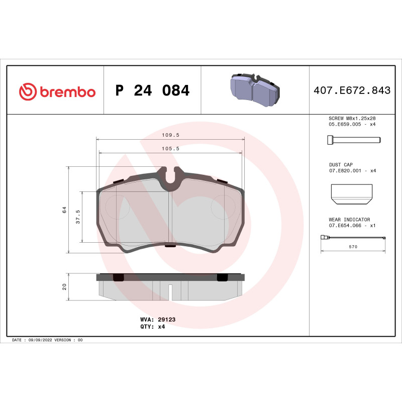 BREMBO P 24 084 Pastiglie freno posteriore per Ford Transit
