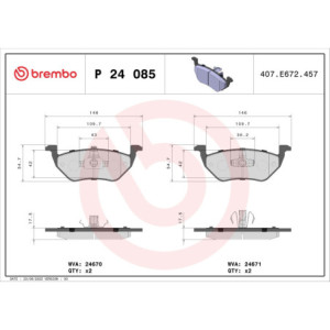 BREMBO P 24 085 Pastiglie freno posteriore per Escape Tribute Maverick