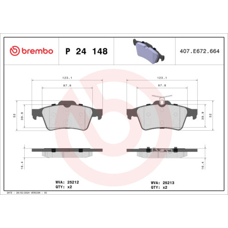 BREMBO P 24 148 Brzdové platničky zadné pre Focus V40 Kuga C-Max Transit V50 S40 C30 C70 3 Ka+