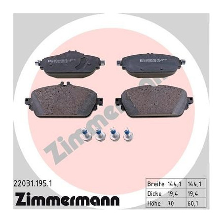 Pastiglie freno Anteriore per Mercedes W205 S205 C205 A205 W213 S213 Zimmermann 22031.195.1
