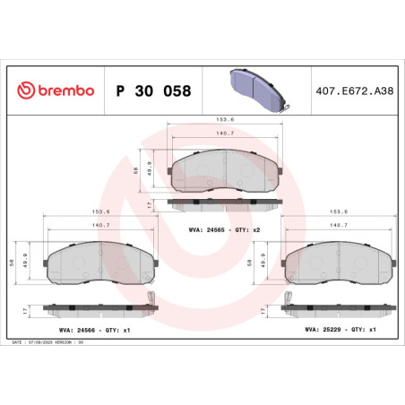 BREMBO P 30 058 Brake Pads Set Front for Kia Carnival