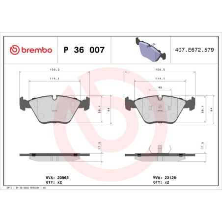 BREMBO P 36 007 Plaquettes de frein avant pour XJ XK XJSC Coupe DAIMLER