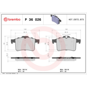 BREMBO P 36 026 Pastiglie freno posteriore per Jaguar XF XK XJ