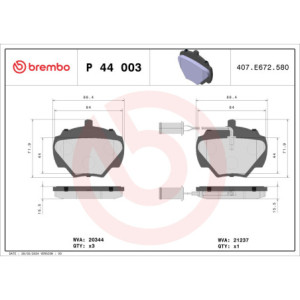 BREMBO P 44 003 Pastillas de freno trasero para Land Rover Discovery