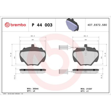 BREMBO P 44 003 Klocki hamulcowe tył dla Land Rover Discovery
