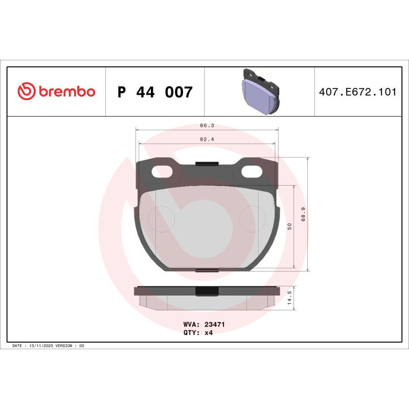 BREMBO P 44 007 Plaquettes de frein arrière pour Land Rover Defender