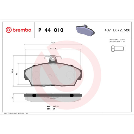 BREMBO P 44 010 Plaquettes de frein avant pour Land Rover Freelander