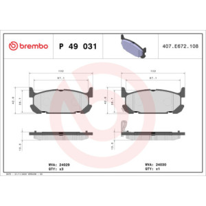 BREMBO P 49 031 Pastillas de freno trasero para Mazda MX-5