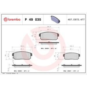 BREMBO P 49 035 Pastillas de freno trasero para Mazda RX-8