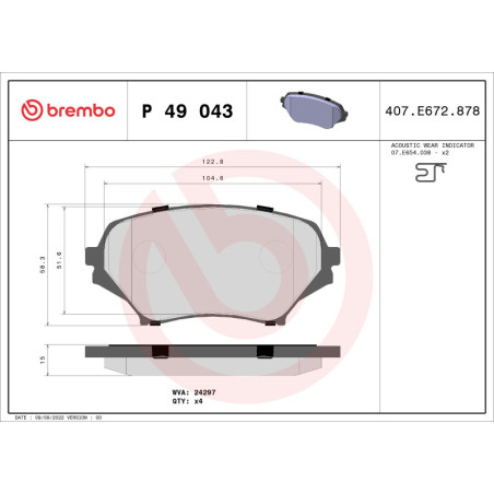 BREMBO P 49 043 Brzdové platničky predné pre Mazda MX-5