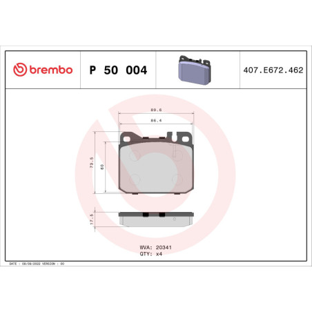 BREMBO P 50 004 Plaquettes de frein avant pour Mercedes S SL W123