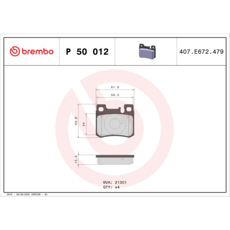 BREMBO P 50 012 Klocki hamulcowe tył dla Mercedes 124 190 E C