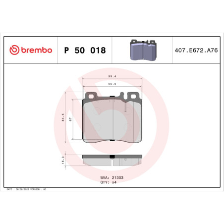 BREMBO P 50 018 Brake Pads Set Front for Mercedes S
