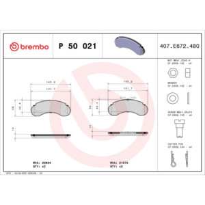 BREMBO P 50 021 Pastillas de freno delantero para 100 Istana