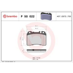 BREMBO P 50 022 Pastillas de freno delantero para Mercedes E 124