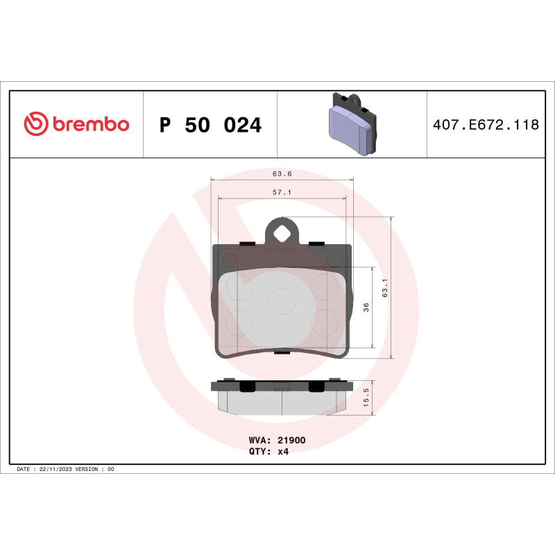 BREMBO P 50 024 Klocki hamulcowe tył dla Mercedes C E