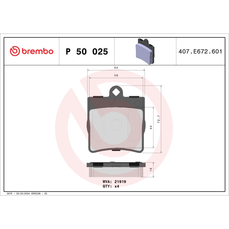 BREMBO P 50 025 Klocki hamulcowe tył dla E C SLK CLK Crossfire