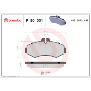 BREMBO P 50 031 Brzdové platničky predné pre Mercedes Vito V