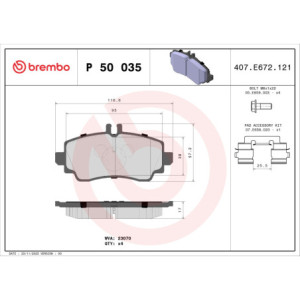 BREMBO P 50 035 Brzdové platničky predné pre Mercedes A