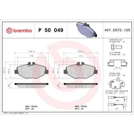 BREMBO P 50 049 Klocki hamulcowe przód dla Mercedes E